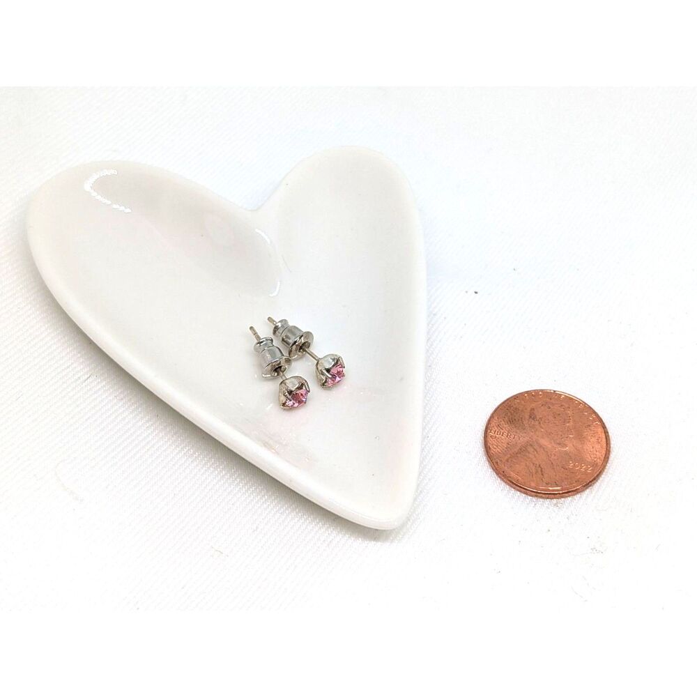 Pink Crystal Stud Earrings - Picture 2 of 3